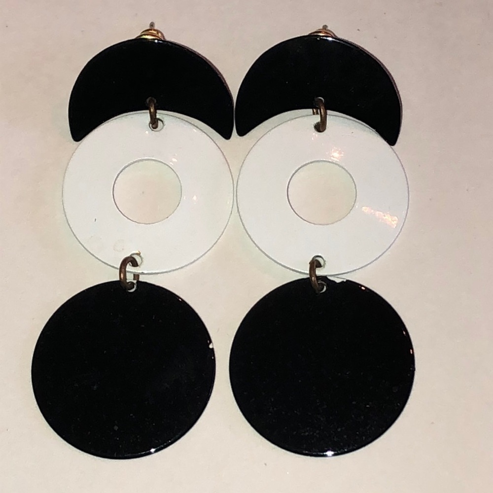 Black and White Geometric Vintage Retro Boho Earrings